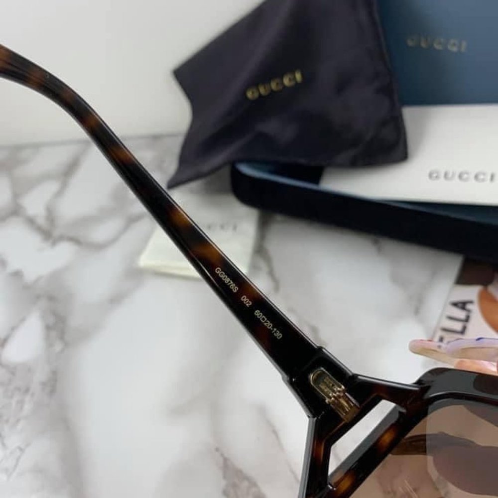 NEW Gucci GG0876S 002 Dark Havana Square Oversized Sunglasses - Picture 9 of 10